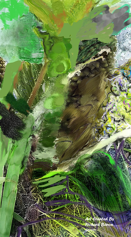 Green Abstract Plant Digital Art by Richard Baron