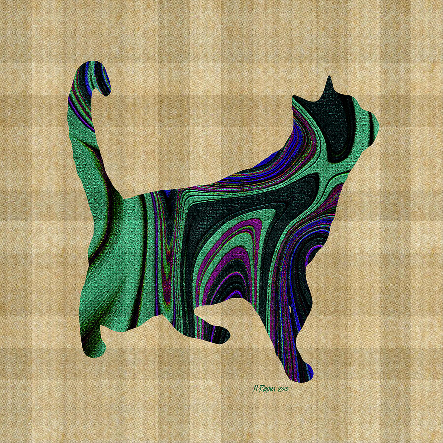 Green Abstract Standing Cat Digital Art by Bamalam Art Green Abstract Standing Cat Digital Art by Bamalam Art