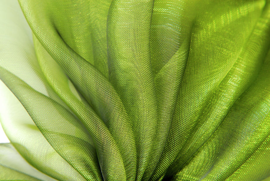 Green Abstract Wavy Organza Fabric Photograph by Severija Kirilovaite