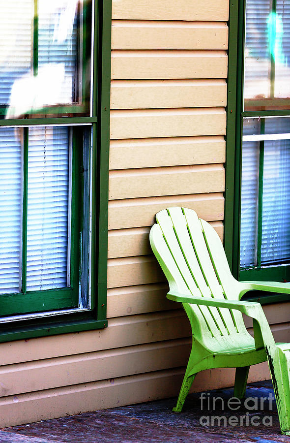 Green Adirondack Chair in New Hope Photograph by John Rizzuto