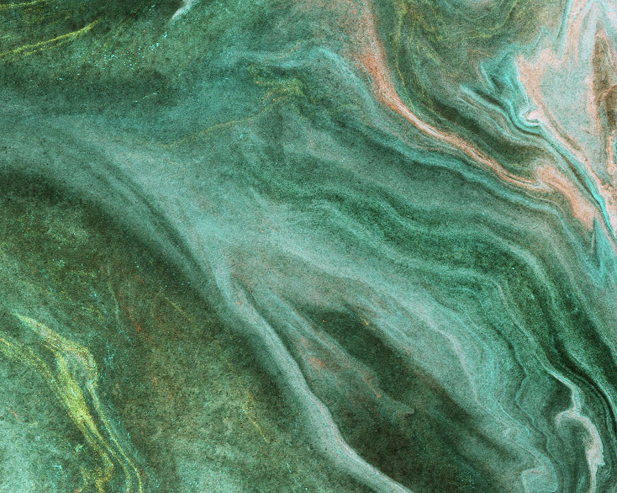 Green Agate And Marble Watercolor Stone Collection V Painting by Irina Sztukowski
