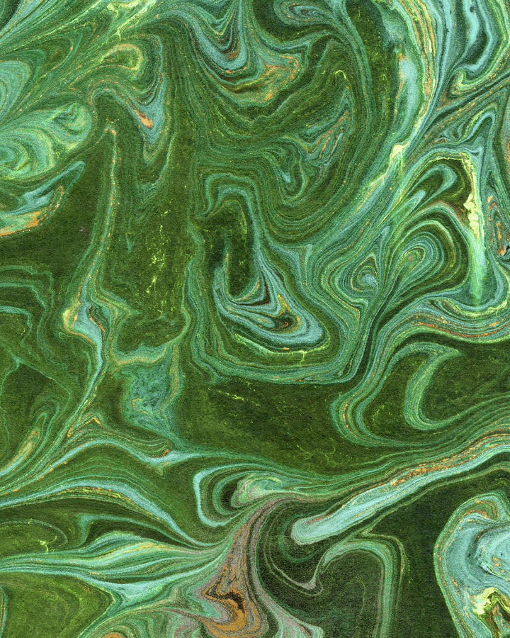  Green Agate And Marble Watercolor Stone Collection X Painting by Irina Sztukowski
