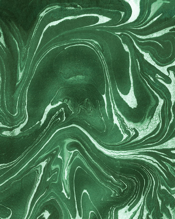 Green Agate And Marble Watercolor Stone Collection XIII Painting by Irina Sztukowski