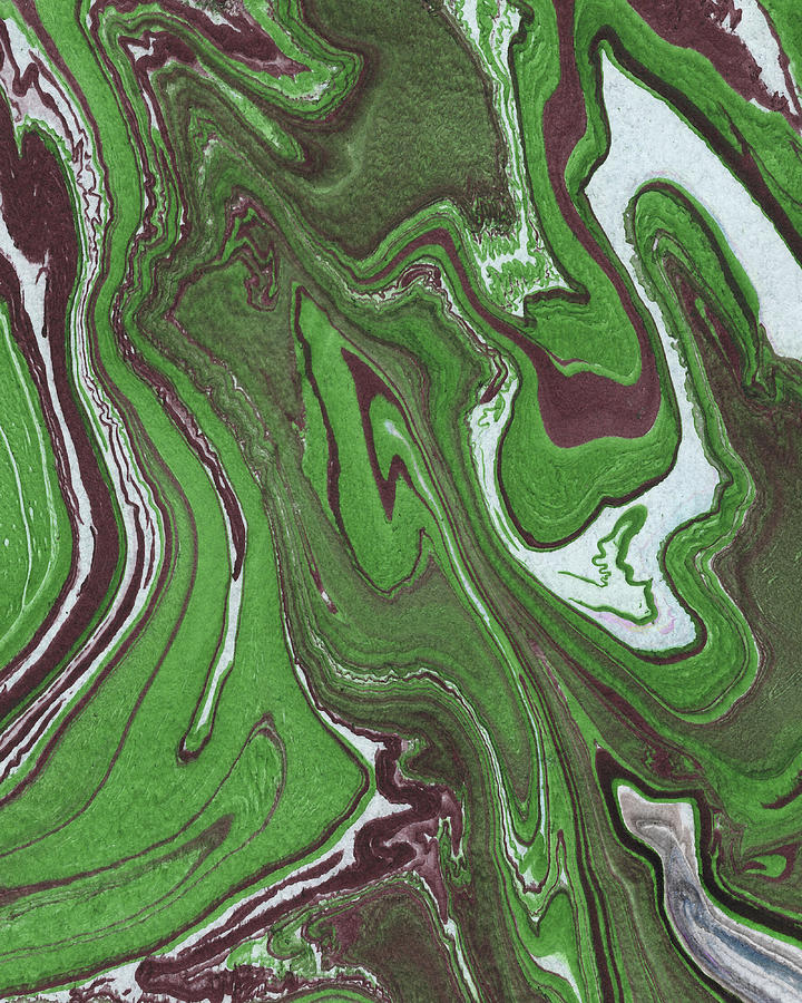 Green Agate And Marble Watercolor Stone Collection Xvi Painting