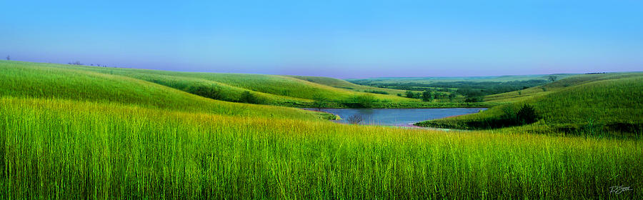 Green and Blue, Flint Hills Pond Photograph by Rod Seel