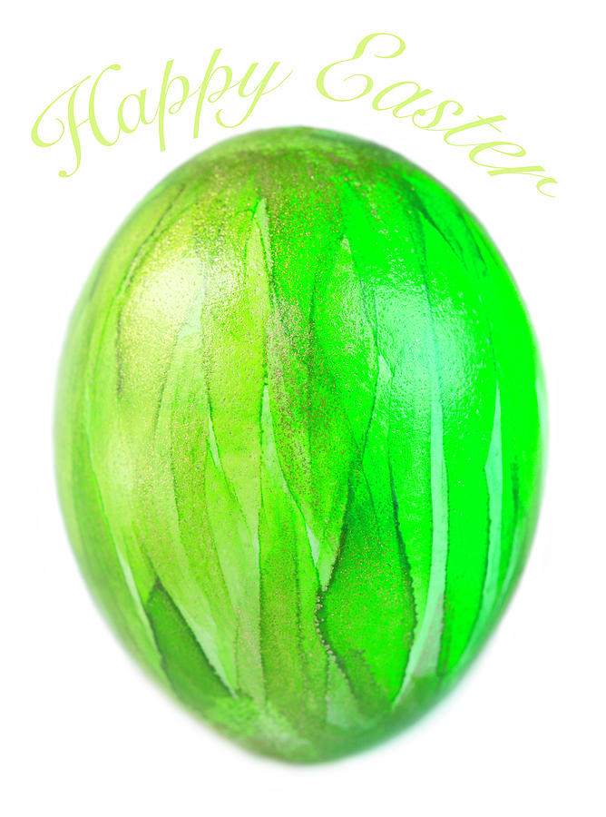 Green And Gold Egg Easter Greeting Photograph