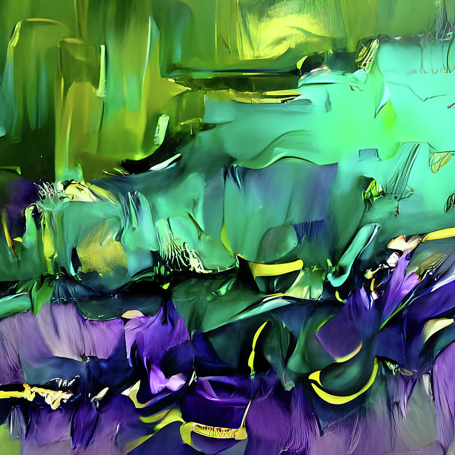 Green and Purple Abstract Art Digital Art by Anne Marie Baugh Fine