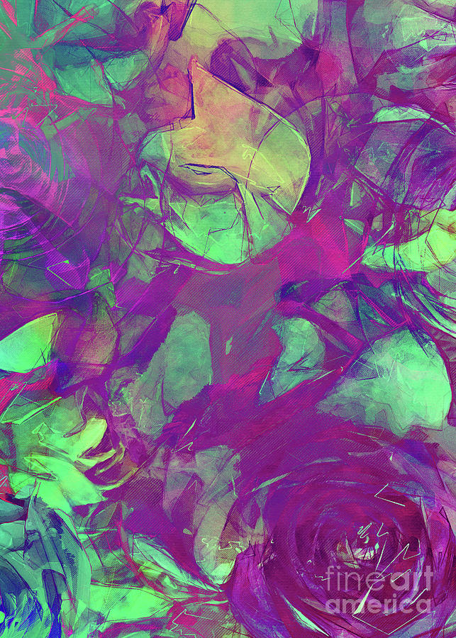 Green And Purple Flora #botanical Digital Art by Justyna Jaszke JBJart