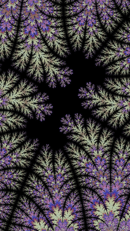 Green and Purple Fractal Ferns  Digital Art by Shelli Fitzpatrick