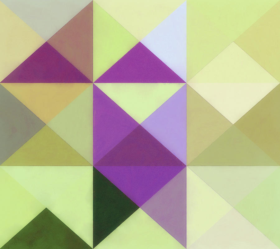 Green and Purple Geometric Abstract Pattern Art Digital Art by Gaby Ethington