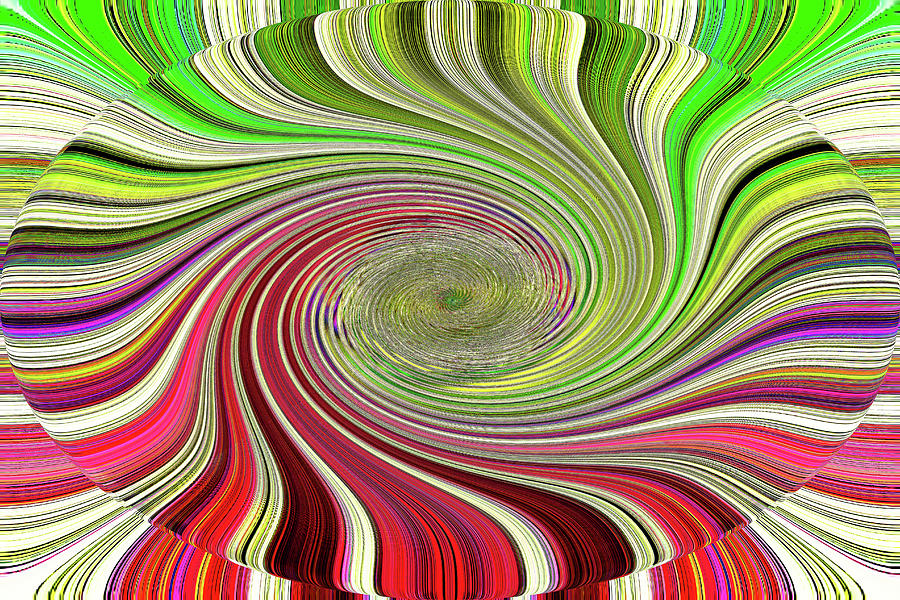 Green And Red Spiral Abstract Digital Art by Tom Janca