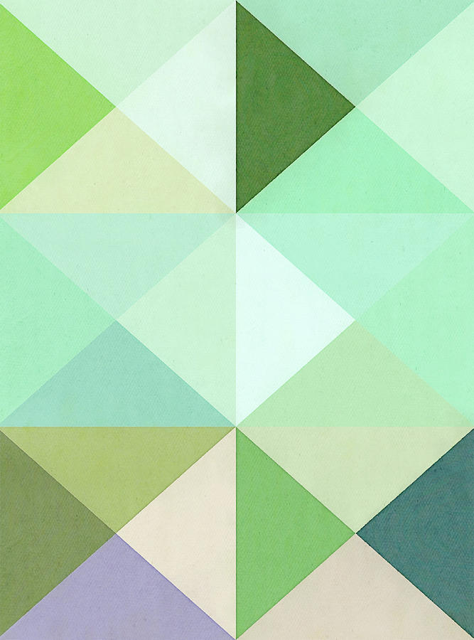 Green and Teal Geometric Pattern Abstract Art Digital Art by Gaby Ethington