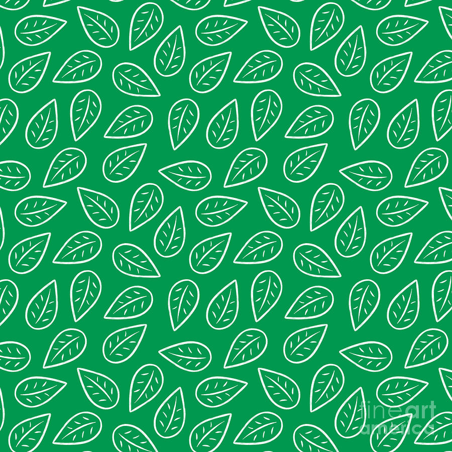 Nature Digital Art - Green and White Leaf Pattern by LJ Knight