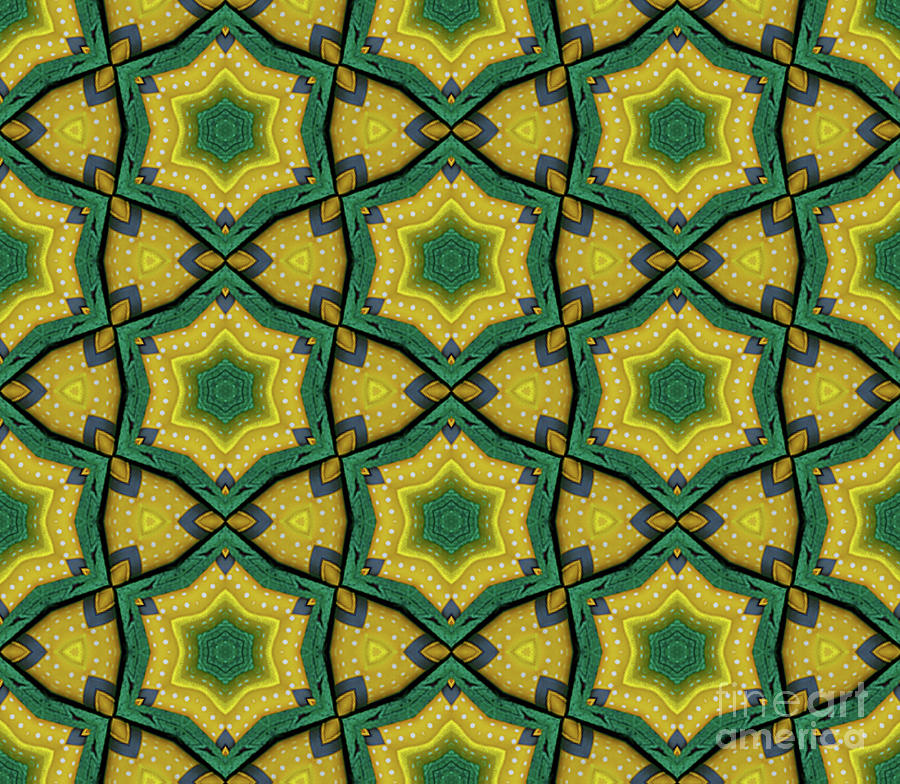Green And Yellow Star Pattern Digital Art