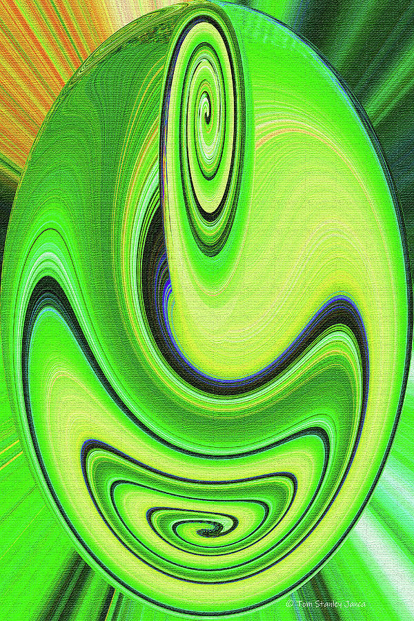Green And Yellow Twist Abstract, Digital Art by Tom Janca
