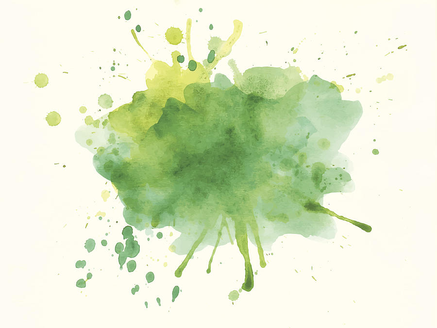 Green and Yellow Watercolor Splash Drawing by Kaylabutler