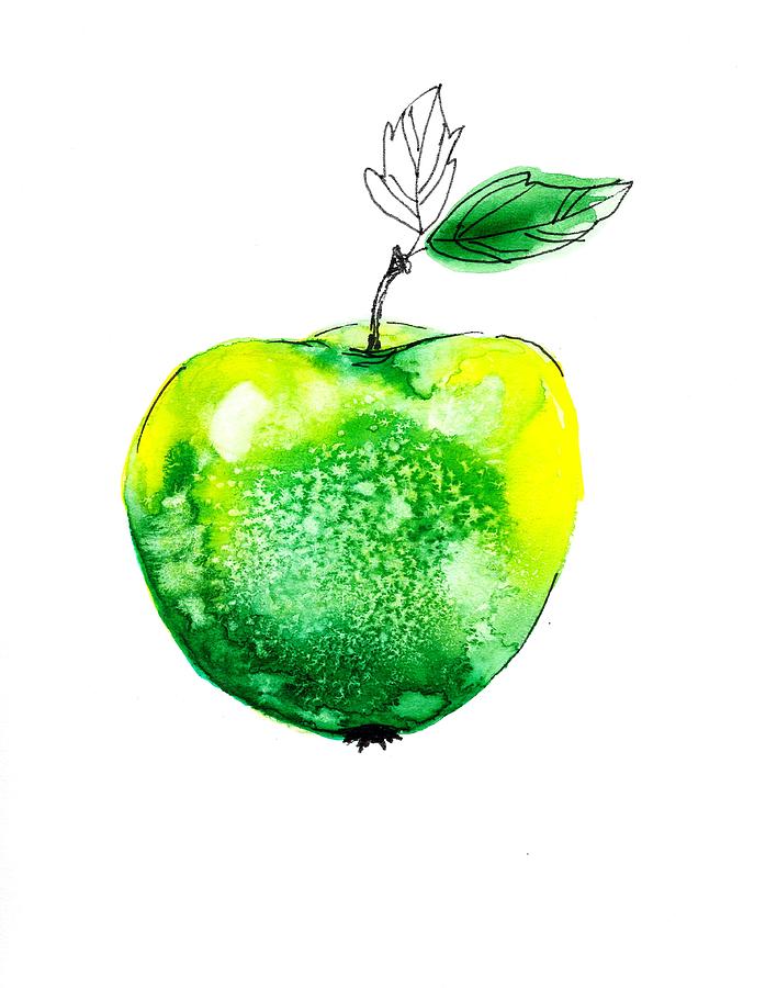 Green apple Painting by Nataliya Vetter