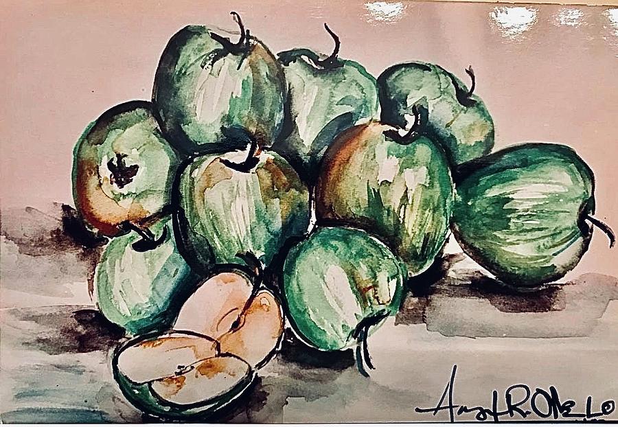 Green Apples Painting by Angie ONeal