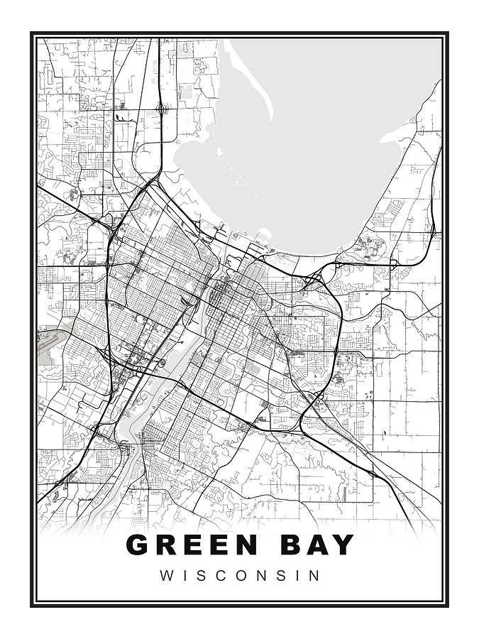 Green Bay Map Digital Art by Ipsita Das - Fine Art America