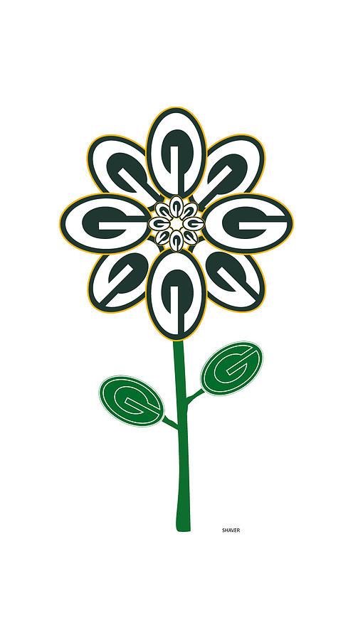 Green Bay Packers - NFL Football Team Logo Flower Art Digital Art by Steven Shaver