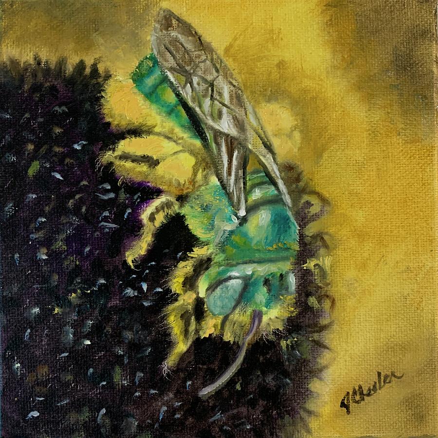 Green Bee Painting by Jan Chesler