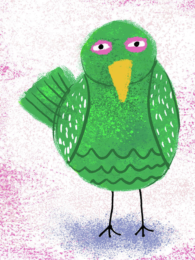 Green Bird Painting by Flo Karp
