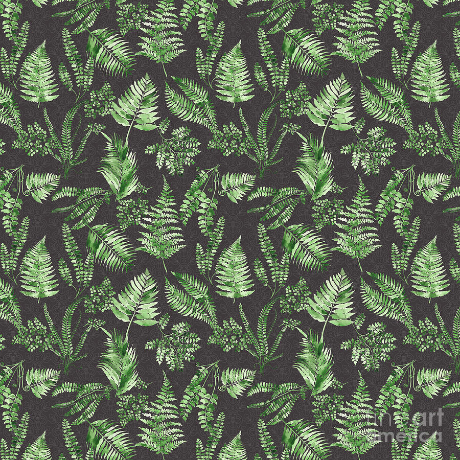 Green Botanical Pattern Painting by Jean Plout