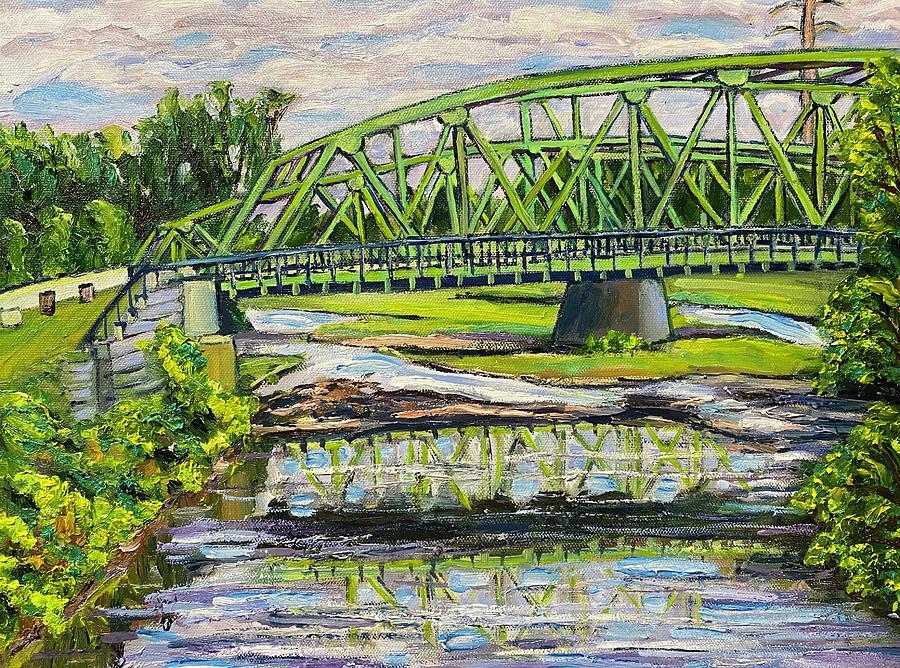 Green Bridge Reflections Painting by Richard Nowak