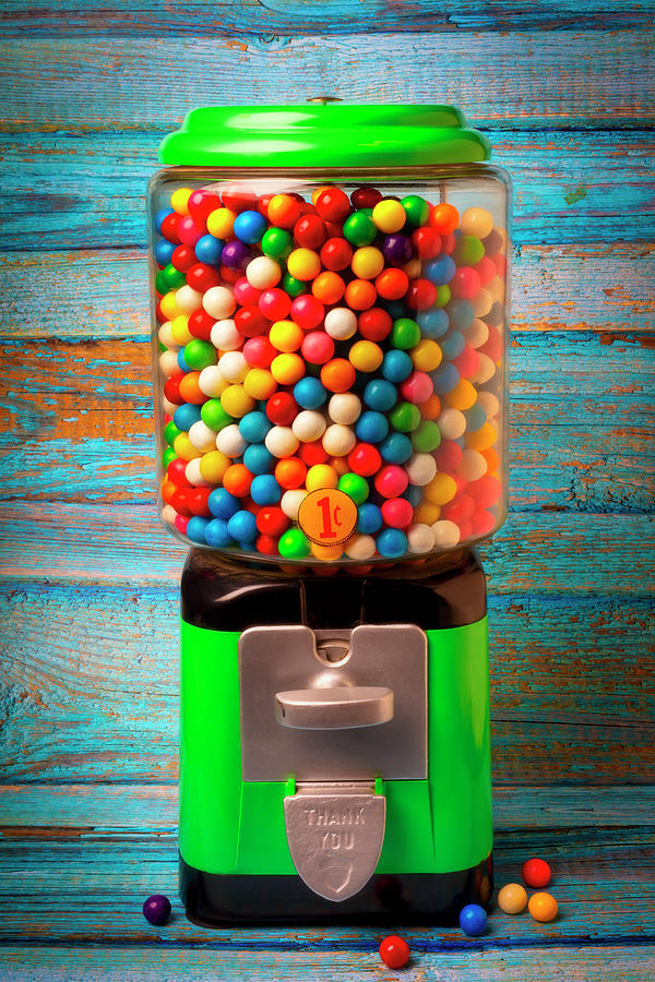 Candy Photograph - Green Bubblegum Machine by Garry Gay