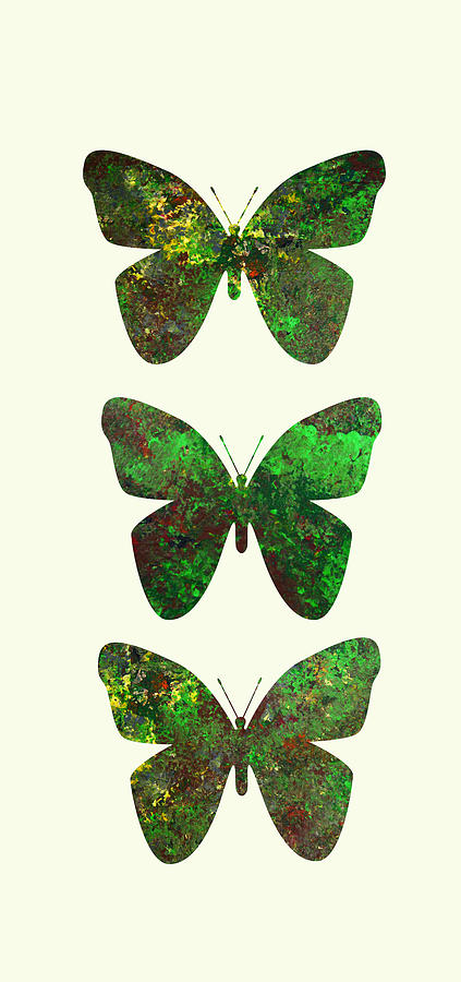 Green Butterflies Painting by Whispering Peaks Photography