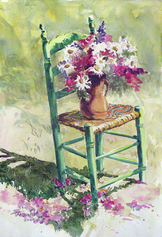 Green Chair #3 Painting by Sheila Parsons