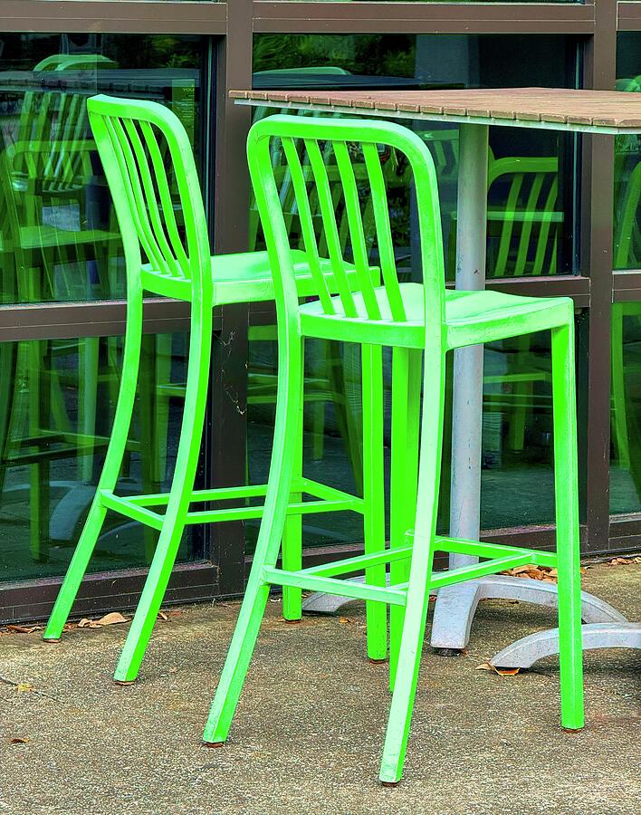 Green Chairs Table for Two Photograph by Bill Swartwout Green Chairs Table for Two Photograph by Bill Swartwout