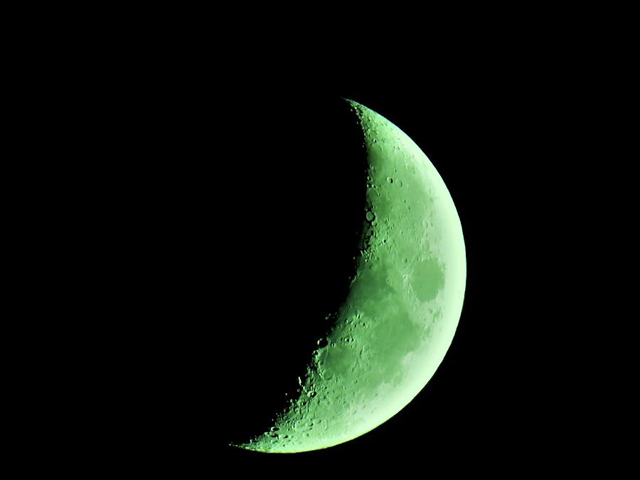 Green Cheese Crescent Moon Photograph by Linda Stern