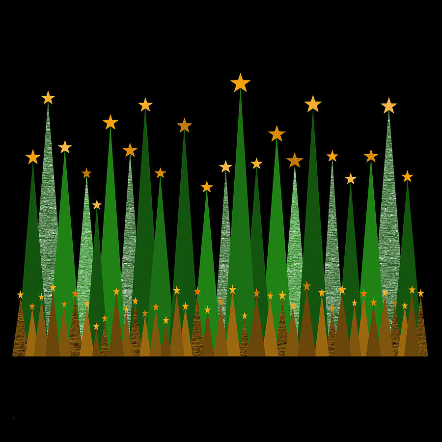 Green Christmas Trees Digital Art by Val Arie