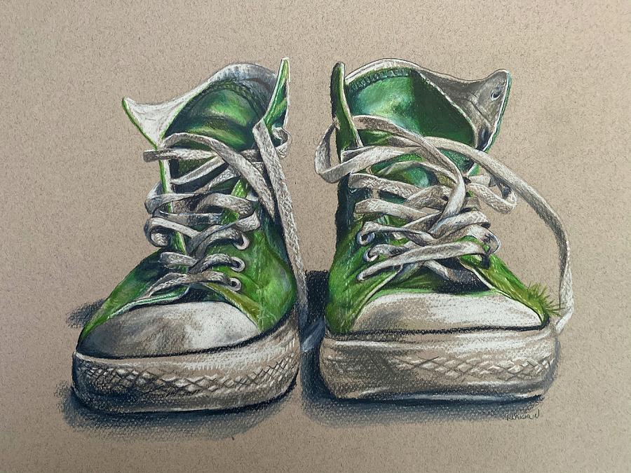 Green Chucks Painting by Kathy Laughlin