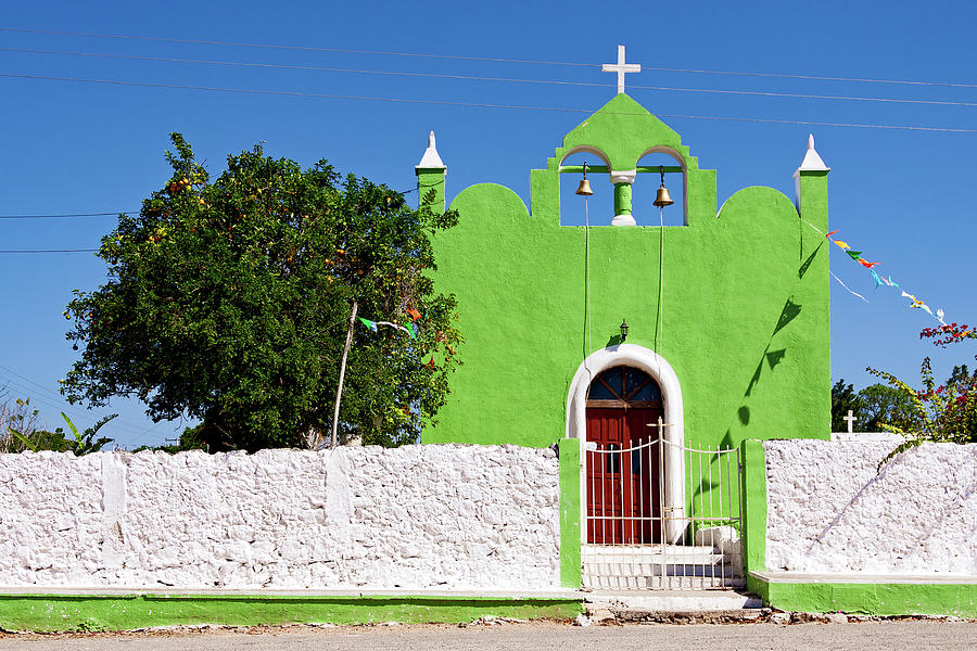 Green Church with Red Door Photograph by Tatiana Travelways