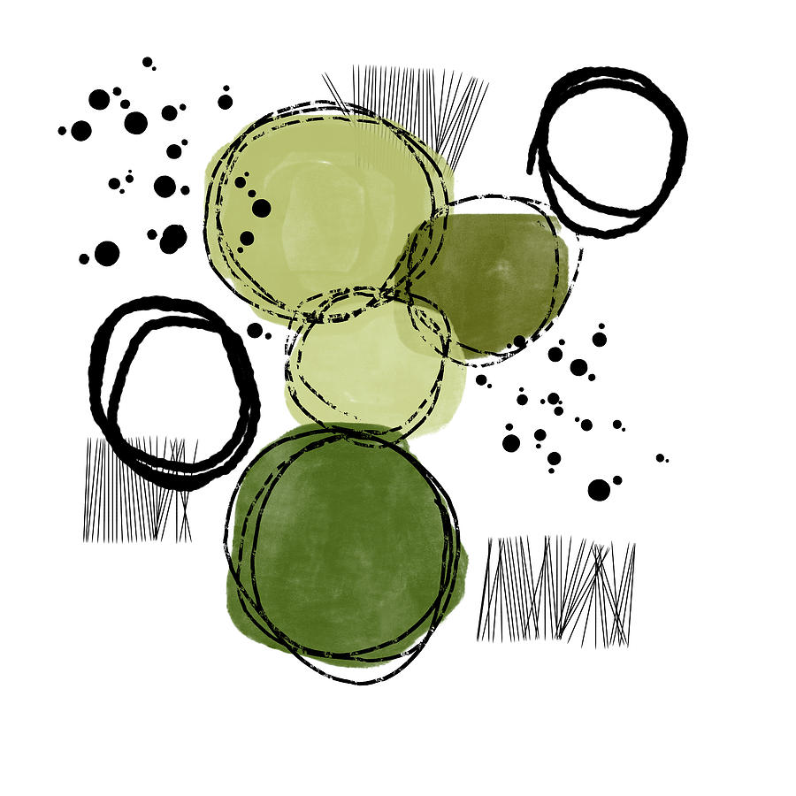 Green Circles Mixed Media by Nancy Merkle
