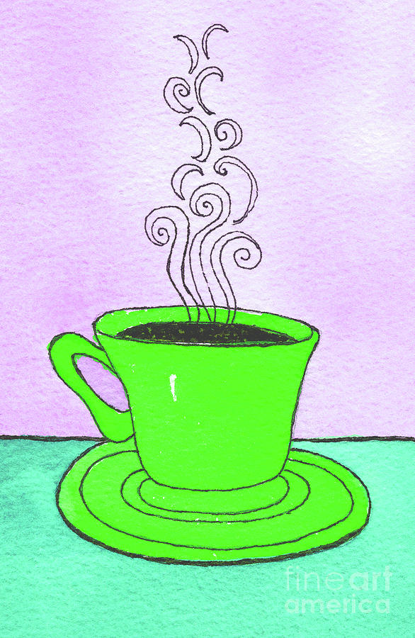 Green Coffee Cup Painting by Norma Appleton