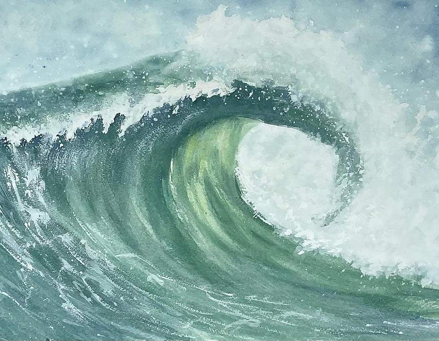 Green Crashing Wave Painting By Marcia Williams 