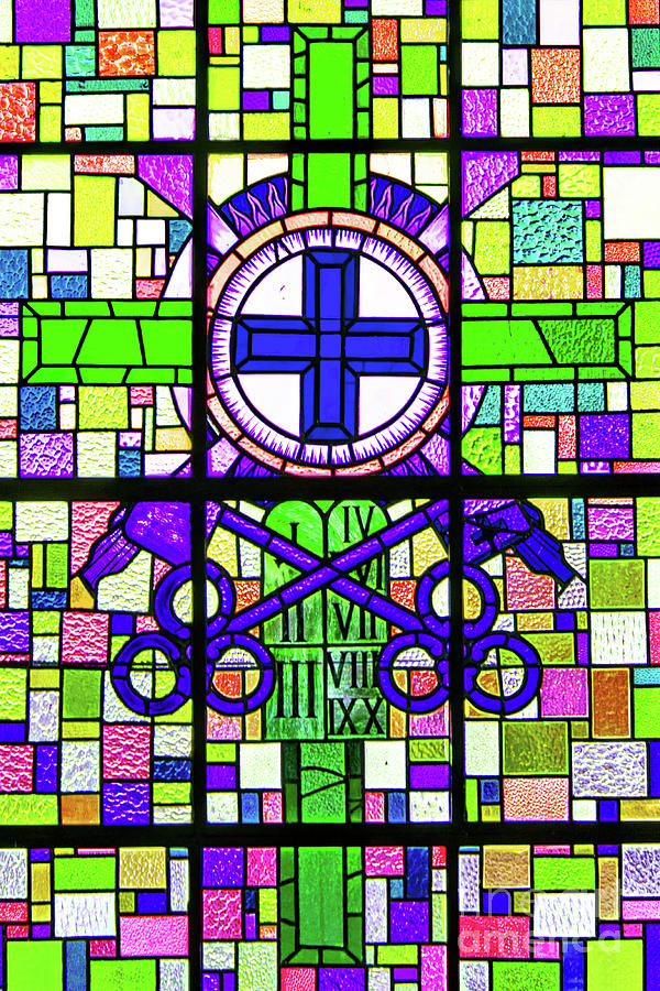 Green Cross Stained Glass Photograph by Munir Alawi