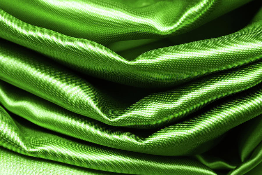 Green Crumpled Silk Fabric Relief by Mikhail Kokhanchikov