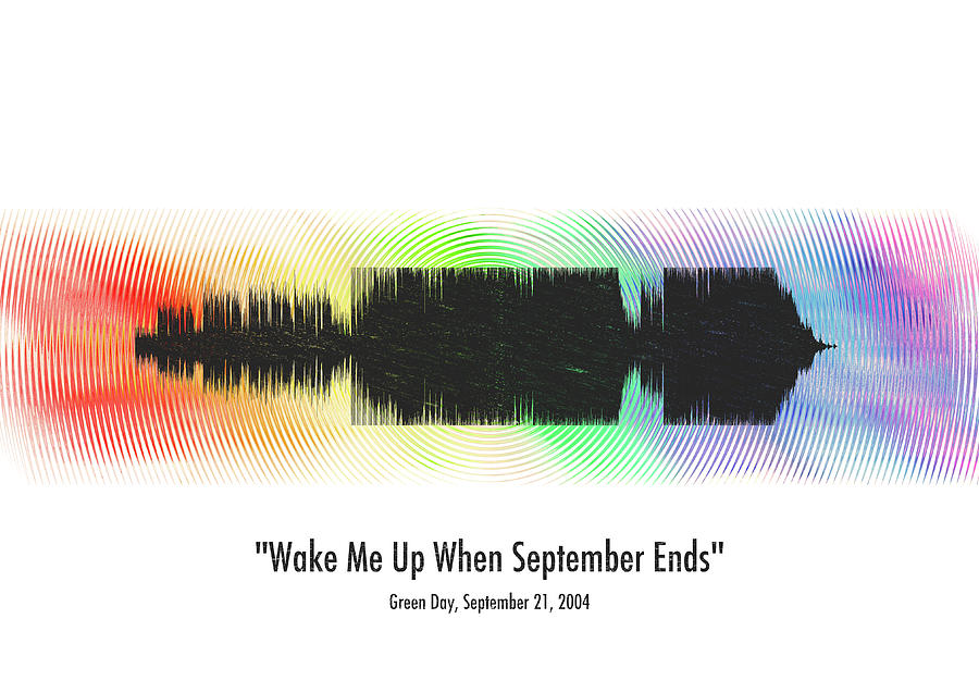 Green Day Wake Me Up When September Ends waveform art Digital Art by  Timothy Fehling