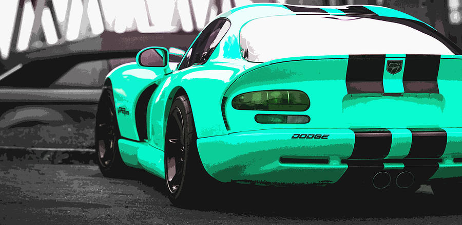 Viper Digital Art - Green Dodge Viper GTS by Thespeedart