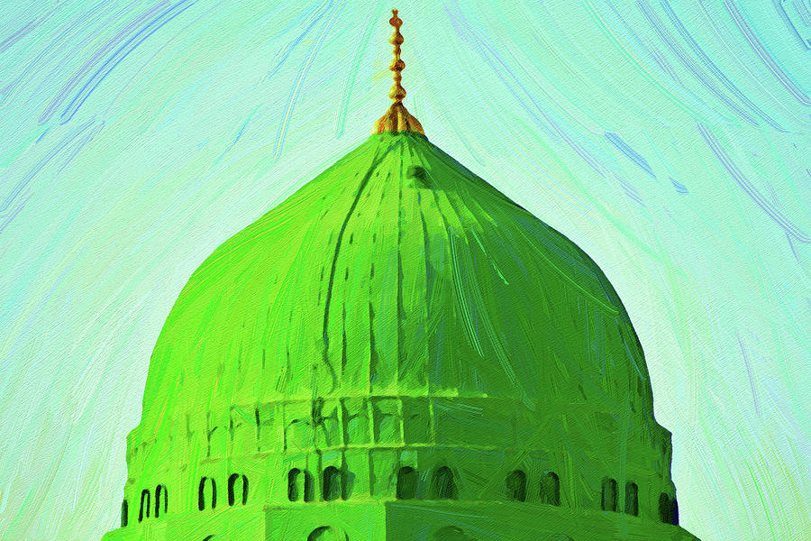 Green Dome, Medinah - Abstract Oil Painting by Ahmet Asar Painting by ...