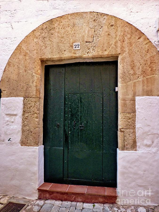 Green Door #22 Menorca Digital Art by Dee Flouton