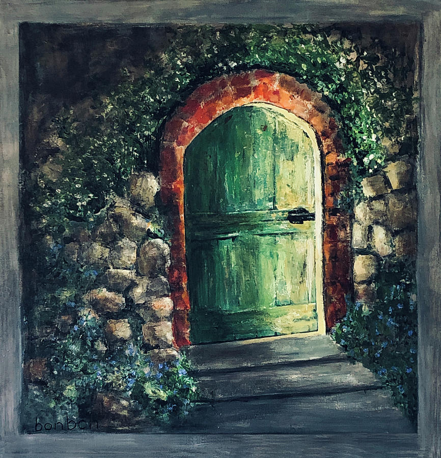 Green Door Painting by Bonnie Owen | Fine Art America