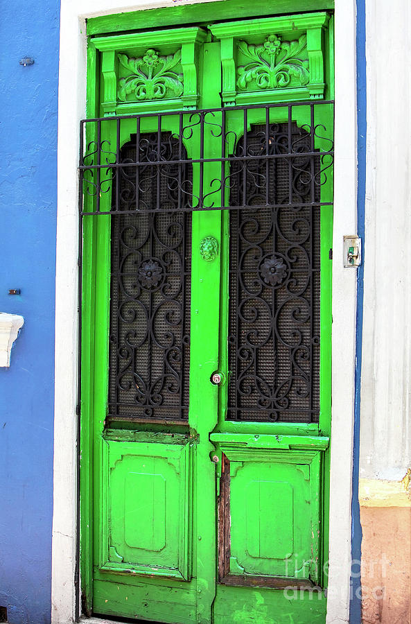 Green Door in Bogota Colombia Photograph by John Rizzuto