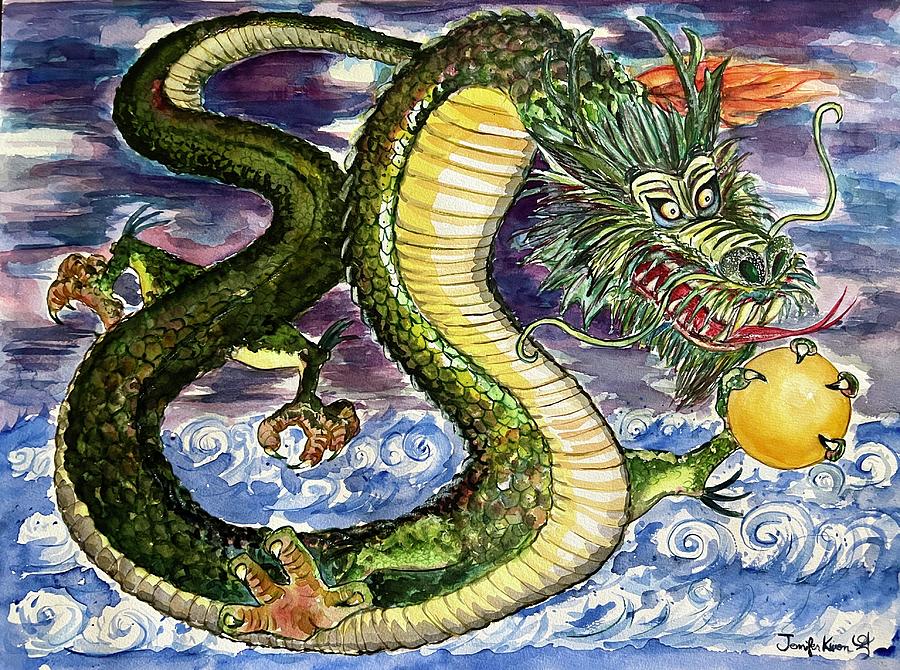 Green Dragon Painting by Jennifer Kwon - Fine Art America