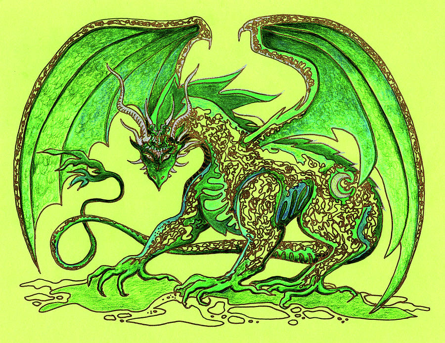 Green Dragon November 26 2022 Drawing by Katherine Nutt