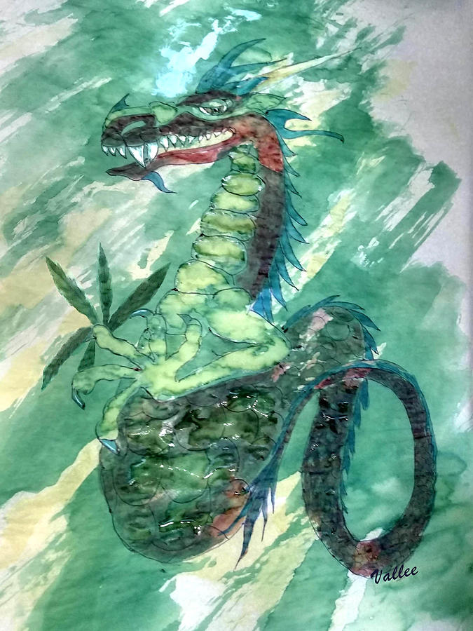 Green Dragon Painting by Vallee Johnson